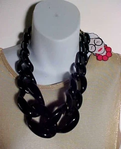 Iris Apfel X INC Statement Black Resin Chain Necklace 15 Links + Emoji Charm NWT - Picture 1 of 8