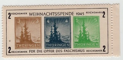 GERMANY SOVIET OCCUPATION ZONE THURINGIA CHRISTMAS SHEET 16N3a PERFECT MH - Image 1 of 2