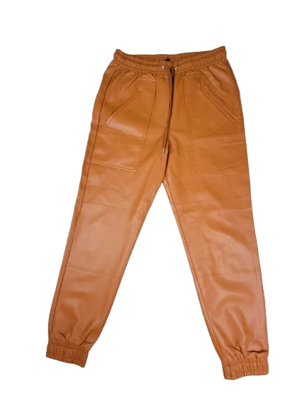 Pantalones Jogger French Connection Mujer 6 Marrón Imitación Cuero Cordón Pierna Cónica Foto 1 de 4