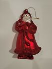 Vintage Blown Glass Figural Santa Clause In Red Robe Ornament
