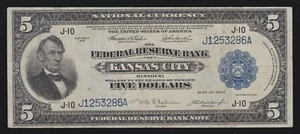 US 1918 $5 FRBN Kansas City FR 803 VF (286) - Picture 1 of 2