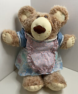 Vintage Hattie Furskins Teddy Bear 22" By Xavier Roberts Flour Sack Dress Diaper