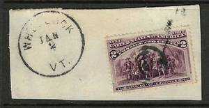 Sc #231 Whilock VT Target Cancel 2 Cent Columbian Corner US 69E14 - Picture 1 of 2