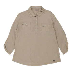 Napapijri Sheer Long Sleeve Polo Shirt - XL Beige Cotton Blend