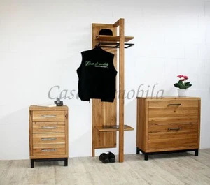 Massivholz Dielen-Möbel 3teilig Wildeiche geölt NEU Flur garderobe Schuh-kommode - Bild 1 von 12