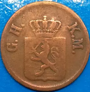 Hesse Darmstat 1 Heller 1850 Germany Ludwig III Copper - seldom - Picture 1 of 7