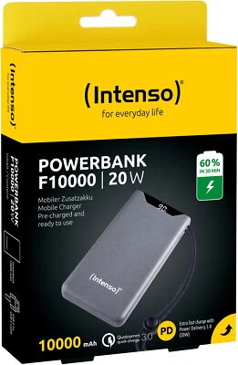 Intenso Powerbank F10000 PD Quick Charge 3.0 10000 mAh 1x USB Typ A + C OUT grau - Bild 1 von 4