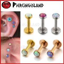 Opal Gem Ring Bar Round Stud Ball Ear Helix Tragus Nose Lip Piercing Earring 1PC