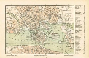 Stadtplan von STOCKHOLM 1889 Original-Graphik - Picture 1 of 1