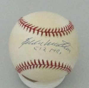 Béisbol Milw Braves EDDIE MATHEWS (d) Firmado Liga Nacional AUTOMÁTICO con ""512 HR"" - JSA - Imagen 1 de 4
