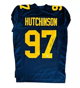 AIDAN HUTCHINSON MICHIGAN WOLVERINES SIGNED JERSEY GAME-CUT STYLE BECKETT COA - Picture 1 of 3
