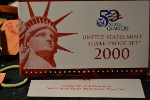 2000 S United States Mint Silver Proof Set COA and OGP 10 coins Cover