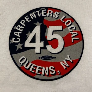 Maglietta Carpenters Local 45 Queens NY Memorial piccola omaggio 11 settembre bianca - Foto 1 di 5