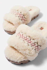 Neu ohne Etikett Cozetta UGG Braid Natur Creme Lammfell Slipper Hausschuhe Pantoletten Größe 12 - Bild 1 von 15