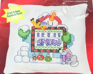 Janlynn Let It Snow Counted Cross Big Stitch Kit Snowman Pillow Bells 023-0429 - Picture 1 of 9