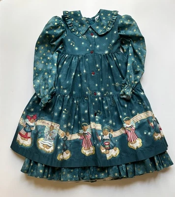 Платье для девочек Daisy Kingdom Teddy Angels размер 4 ручная работа с кринолиновым платьем 2 шт. синее - Изображение 1 из 4