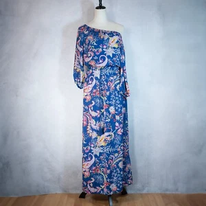 Bisou Bisou Michele Bohbot Floral Paisley Long Sleeve Maxi Dress Size 4 - Picture 1 of 10