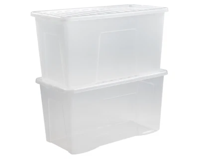 [Set of 2] Extra Large 110 Litres Clear Plastic Storage Box with Lids Containers - Image 1 of 4