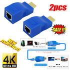 2x 4K HDMI Extender to Dual RJ45 Over Cat 5e/6 Network Ethernet Adapter 1080P AU