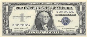 USA / Silver Cert.  $1  Series of 1957 A Block  C - A  Circulated Banknote Hj 14 - Picture 1 of 2