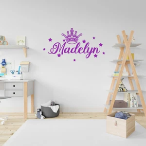 Personalised Name Crown Sticker Vinyl Decal Wall Sticker Kids Boys Girls Bedroom - Picture 1 of 6