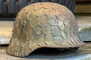 WW2 German M35 Steel Helmet (Stahlhelm) – SE62 – Genuine 3 Color ‘Normandy’ Camo - Picture 1 of 24