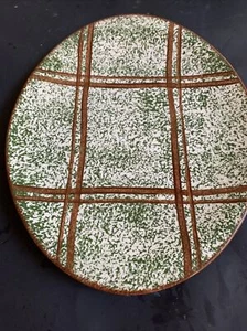 Blue Ridge Southern Potteries Green Plaid With Brown Stripes Oval Platter 13” - Picture 1 of 5