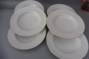 HARMONY LARGE WHITE BONE CHINA RIMMED BOWLS - Picture 1 of 7
