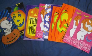 13 ASST PAPER HALLOWEEN 11" GOODIE CANDY BAG CASPER GHOST COLORFUL HOLIDAY PARTY - Picture 1 of 3