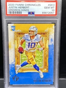 JUSTIN HERBERT 2020 PANINI CHRONICLES ROOKIE (RC) GRIDIRON KINGS SILVER PSA 10 - Picture 1 of 2