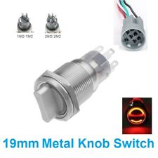 19mm Stainless Steel DPDT 2/3 Position 1NO 1NC 5A Switch Rotary Switch With LED