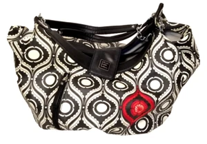 PETUNIA PICKLE BOTTOM 'Hideaway Hobo' Black White Coated Canvas Diaper Bag    Q1 - Picture 1 of 9
