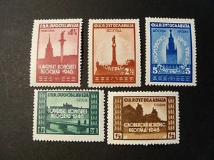 JUGOSLAVIA,Jugoslavija 1946 " Congresso Slavo a Belgrado " 5 Valori Cpl set VLH* - Picture 1 of 1