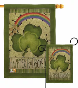 Happy St Patricks Day Burlap Gardn Flag Springtime Decorative Gift Yard Banner - Picture 1 of 19