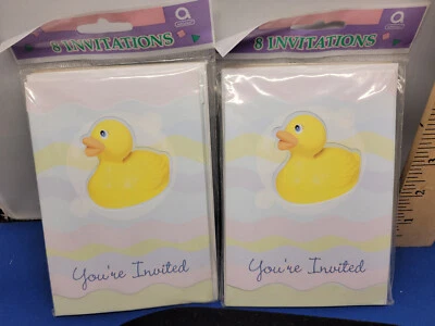 Baby Shower Invitations Set of 2 (16 Cards /Envelopes) Rubber Duckie Theme 327 - Image 1 of 2