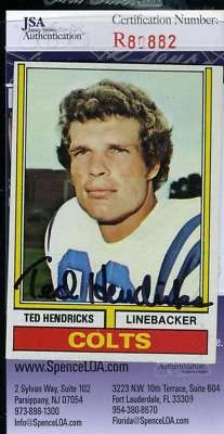 Ted Hendricks Jsa Coa Autographed 1974 Topps Authenticated Hand Signed - Image 1 of 2