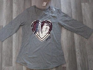 NWT Justice Girls 3/4 Sleeve Flip Sequin Heart Dance Top Size 14 16 (11) - Picture 1 of 1