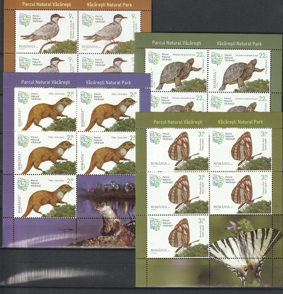 SELLOS RUMANIA 2023 PARQUE NACIONAL VACARESTI ANIMALES AVES MNH HOJAS POSTALES Foto 1 de 1