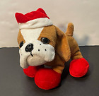 Santa Christmas Dog 7" plush stuffed animal brown