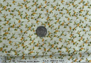 Vintage Dimity Tiny Print Cranston Print Works Pale Yellow Floral 146” - Picture 1 of 4