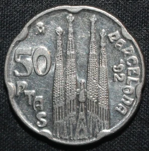 Spanish 50 Pesetas Coin 1992 M KM# 907 Spain Sagrada Familia Fifty - Picture 1 of 2