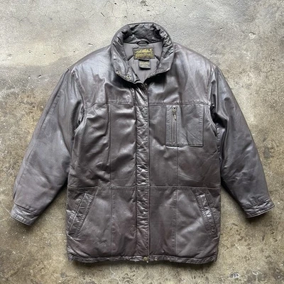 Abrigo acolchado de cuero Eddie Bauer chaqueta aislante para mujer mediana M vintage Foto 1 de 4