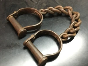 Antique Hand Forged Iron Shackles 1920’s Alcatraz Handcuffs Replica - Picture 1 of 4