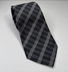 Synrgy Stain Resistant Gray Striped Tie 62” Polyester - Picture 1 of 6