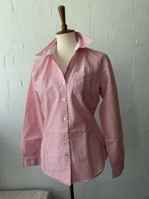 Camisa Mujer CHICOS Talla 0/Pequeña Roja Rayas Abotonada Excelente  Foto 1 de 4