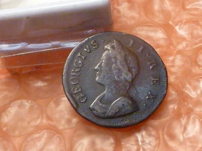 Farthing colonial original 1731 Jorge II fecha clara tiene detalle #6 Foto 1 de 3