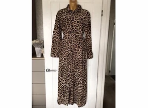 Zara Midi Maxi Animal Leopard Print Shirt Dress Bloggers Fav EUR XL Brand New - Picture 1 of 10