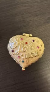 MONET "I LOVE YOU" Heart Collectible Keepsake Trinket Box Jewels Cream Enamel - Picture 1 of 17
