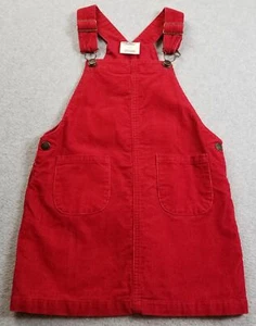 OshKosh Overall Dress Toddler Girls 5T Red Sleeveless Squareneck Corduroy Pocket - Picture 1 of 10