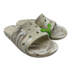 Classic Crocs Marbled Slide Sandals Beige White 206879-2Y3 Sz Men's 6 Women's 8 - Picture 1 of 7